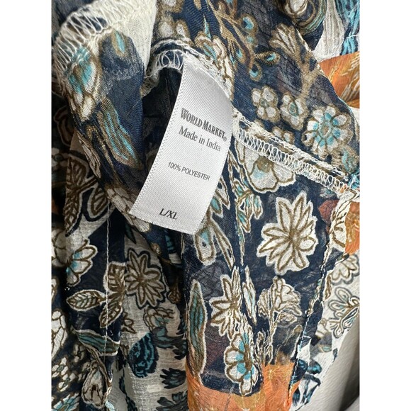 World Market Shirt Womens L/XL Multicolor Patchwork Floral Bohemian Long Sleeve - Picture 5 of 7